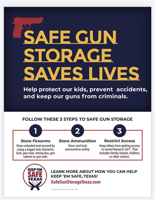 SAFE GUN STORAGE INFORMATIONAL FLIER